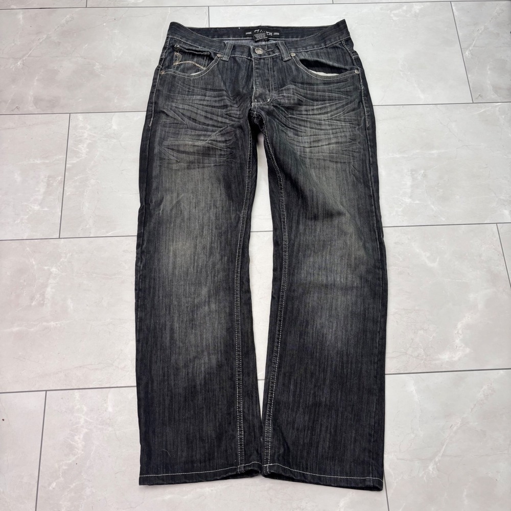 Y2K Jinzu Dark Wash Whiskered Jeans 34x32 Baggy Straight Streetwear